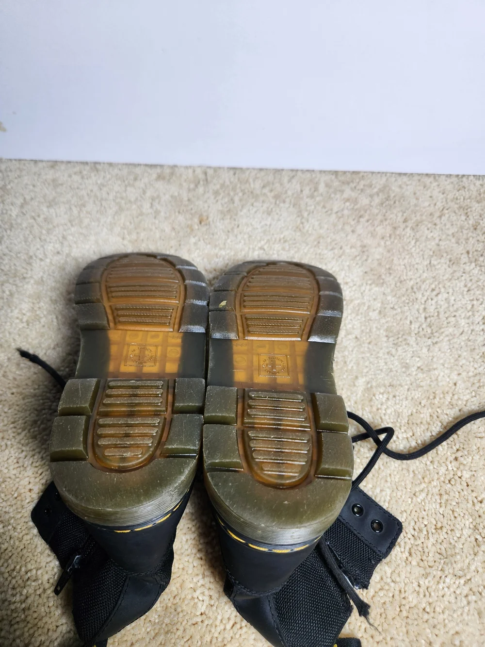 Black Men's Lace-Up Canvas Boots with Yellow Stitching